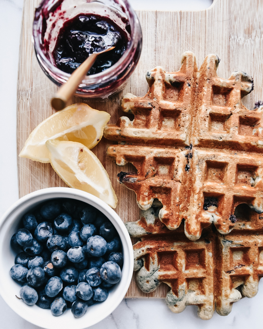 Lemon Blueberry Paleo Waffles